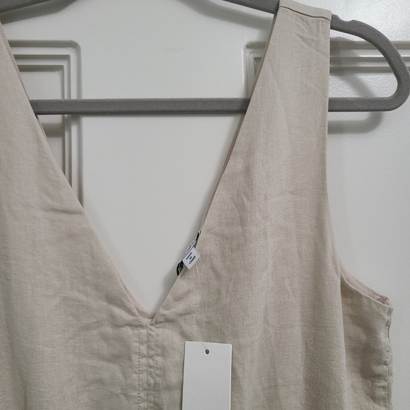 NEW SPLENDID Kianna Wide Leg Jumpsuit Beige Linen/Viscose Blend Sz XL NWT $118 - Picture 3 of 11